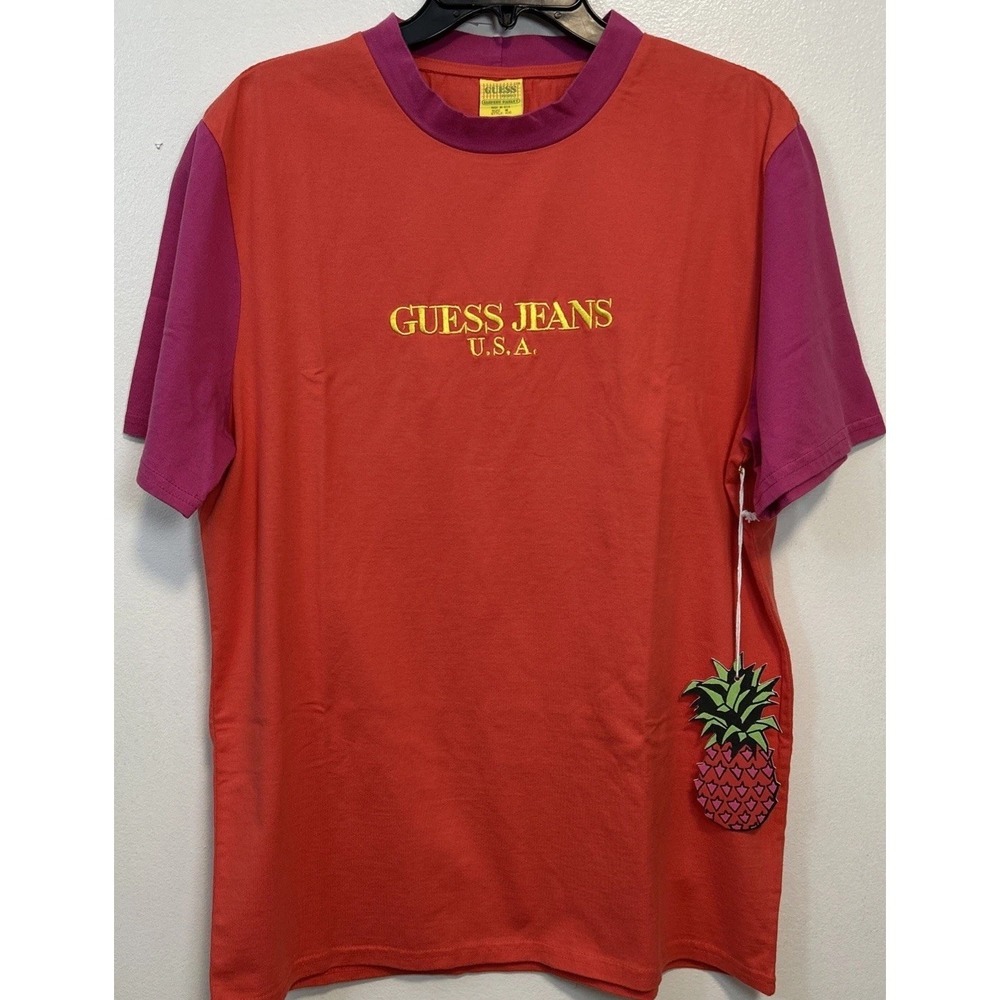 Guess Jeans USA Medium Color Block T Shirt Guess Produce Farmers‎ Market 58881